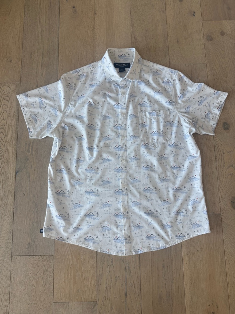 Mizzen + Main Leeward Mens Short Sleeve Button Down Shirt White Medium Classic